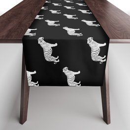 White Tigers on Black Table Runner