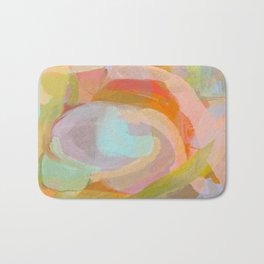Roundabout Abstract Bath Mat | Watercolor, Mustard, Rust, Layers, Skyblue, Sagegreen, Blue, Chartreuse, Coralpink, Orange 