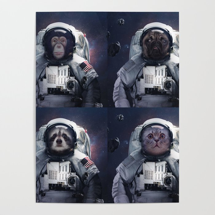 animals astronaut in the universe with stars and space dust Poster by Nova  Graphic | Society6