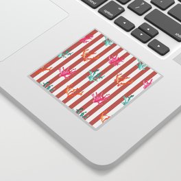 Colorful Coral Reef on Pale Orange Red Stripes Sticker