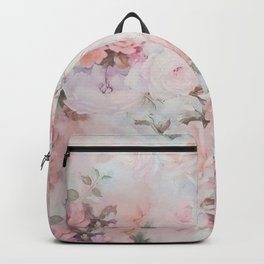Vintage romantic blush pink teal bohemian roses floral Backpack