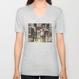 Cassettes, VHS & Video Games V Neck T Shirt | Geek, Vhs, Pattern, Popart, 90S, Synthwave, Music, Pen, Technology, Curated 