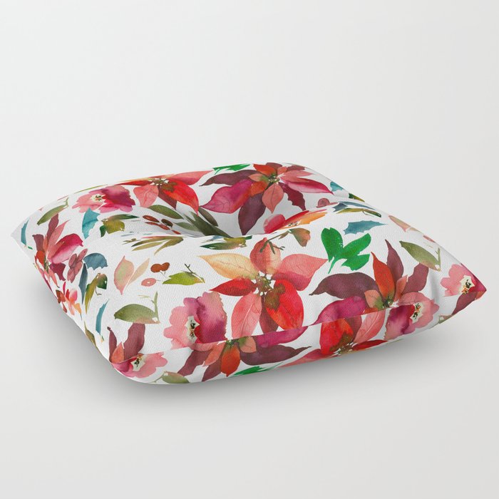 Hand Painted Lush Watercolor Roses Pattern Floor Pillow