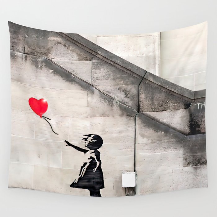 Banksy girl with balloon restored with artificial intelligence 8k Wall