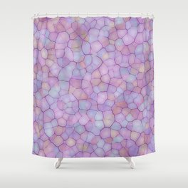 Abstract seamless background of colorful spots like paving stones or mosaic glass. Imitation of artistic watercolor drawing pattern in form of network with multi-colored cells Shower Curtain