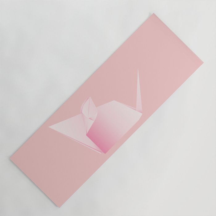 Paper Folded Origami Pink Mouse Or Rat Design Yoga Mat By