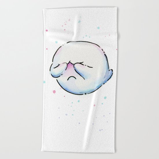 Boo Ghost Mario Watercolor Beach Towel