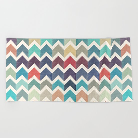 Watercolor Chevron Pattern Beach Towel