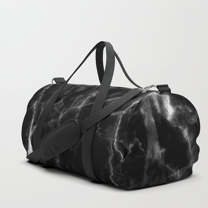 Black marble texture Duffle Bag