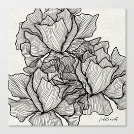 Abstract Black and White Floral Line Drawing Canvas Print
