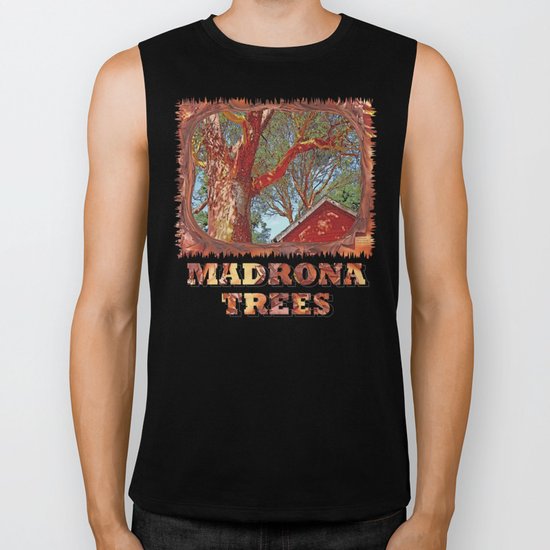 MADRONA TREES AND RED BARN ROOFLINE 2 SAN JUAN ISLANDS Biker Tank
