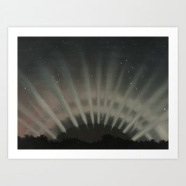 Étienne Léopold Trouvelot: Aurora Borealis Art Print | Celestial, Drawing, Astronomy, Chalk Charcoal, Colored Pencil, Graphite 