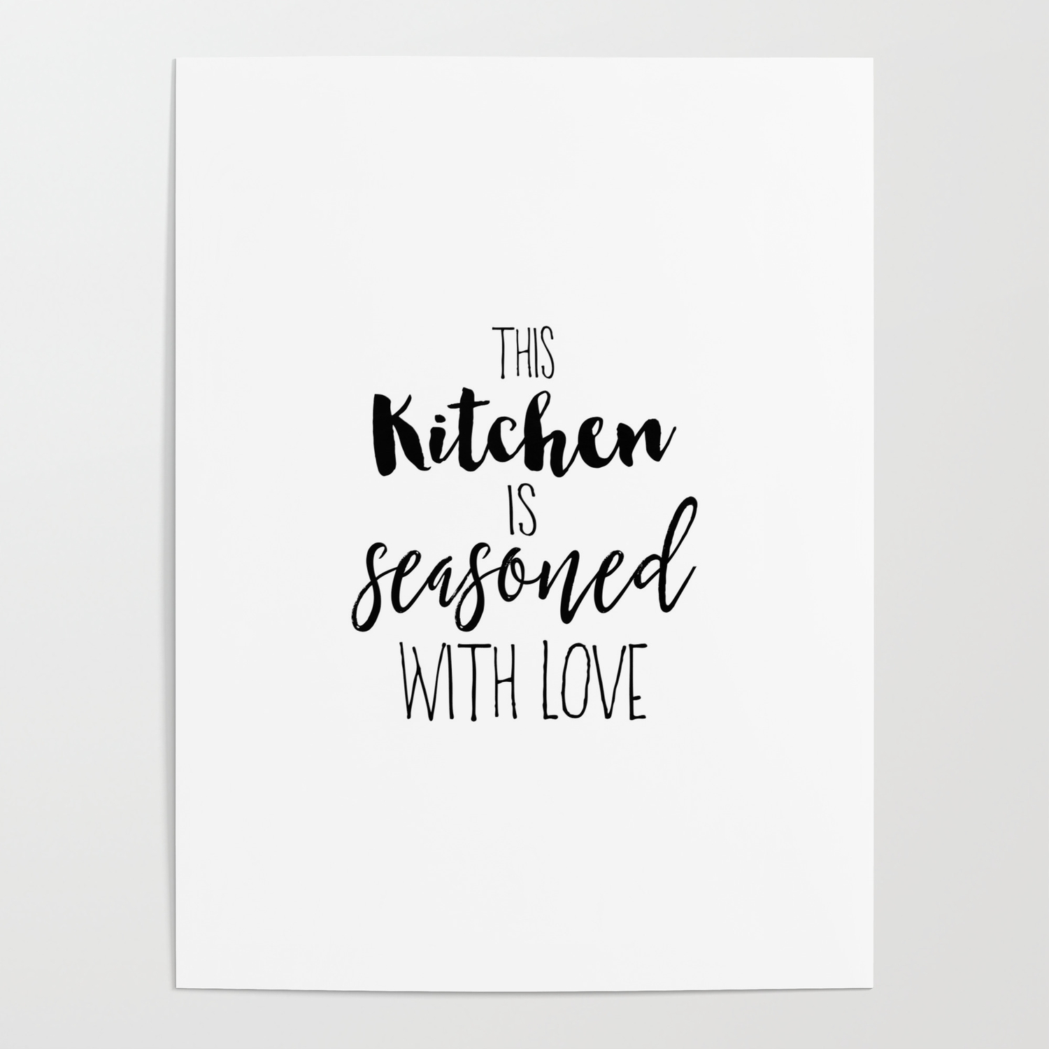 Kitchen Quote, This kitchen is seasoned with love, Home Decor, Kitchen  Poster Poster