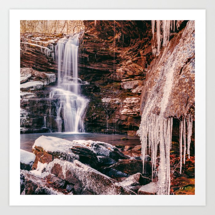 Magnolia Falls Winter Wonderland - Arkansas Ozark National Forest Art Print