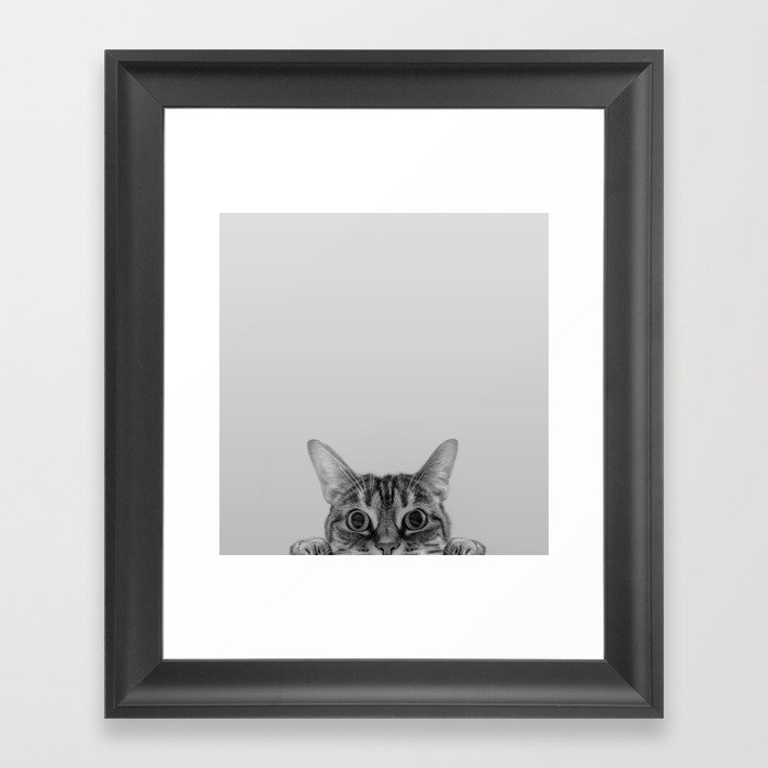Peekaboo Cat Framed Art Print