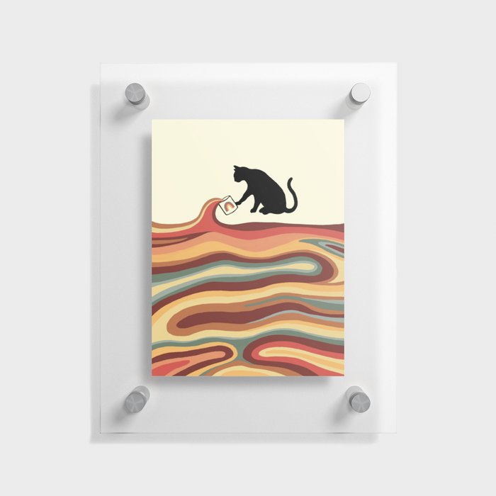 Rainbow cat 1 coffee milk drop Floating Acrylic Print