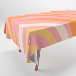 New Groove Retro Swirl Abstract Pattern in Pink, Orange, Yellow, and Cream Tablecloth