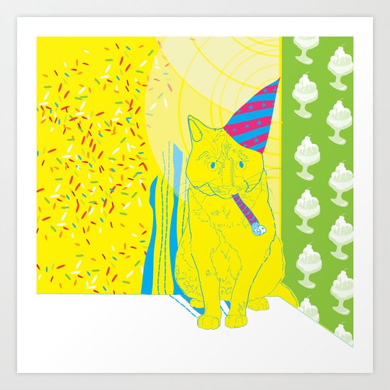 Party Cat Art Print