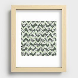 Forest Green Zigzag Pattern Botanical Chevron Geometric Abstract Recessed Framed Print