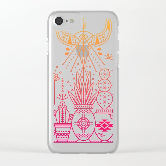 Santa Fe Garden – Pink/Orange Ombré Clear iPhone Case