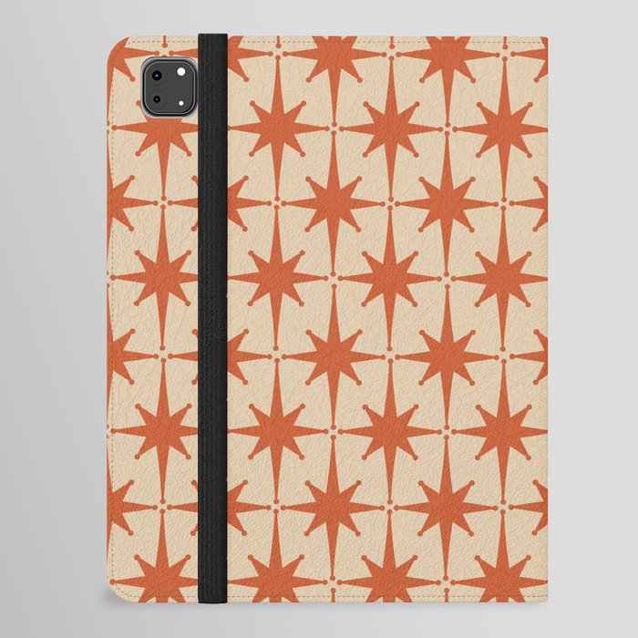 Midcentury Modern Atomic Starburst Pattern Mid Mod Burnt Orange and Beige iPad Folio Case