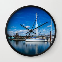 Columbia River Boat Reflection Wall Clock