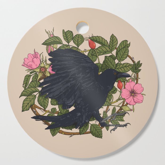 Raven and roses Cutting Board
