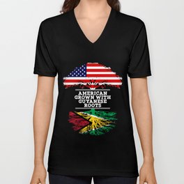 American Grown With Guyanese Roots V Neck T Shirt
