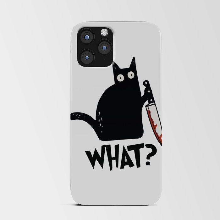 Cat What? Murderous Black Cat With Knife iPhone Card Case