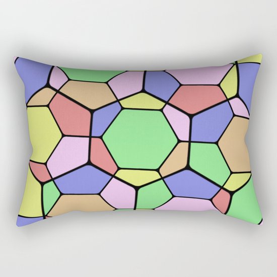 Stained Glass Tortoise Shell - Geometric, pastel, hexagon patterned artwork Rectangular Pillow