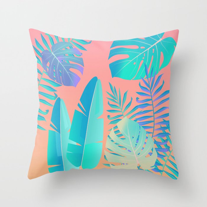 Tropics ( monstera and banana leaf pattern ) Throw Pillow
