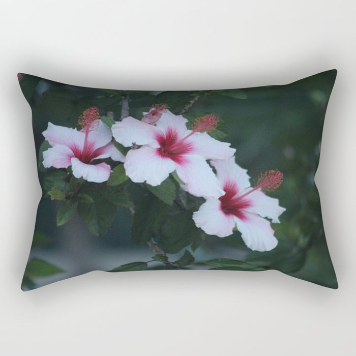 Three Hibiscus Flowers Tree Branch Rectangular Pillow
