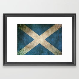 Old and Worn Distressed Vintage Flag of Scotland Framed Art Print