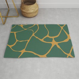 Kintsugi. Abstract green and golden print. Japanese art. Area & Throw Rug