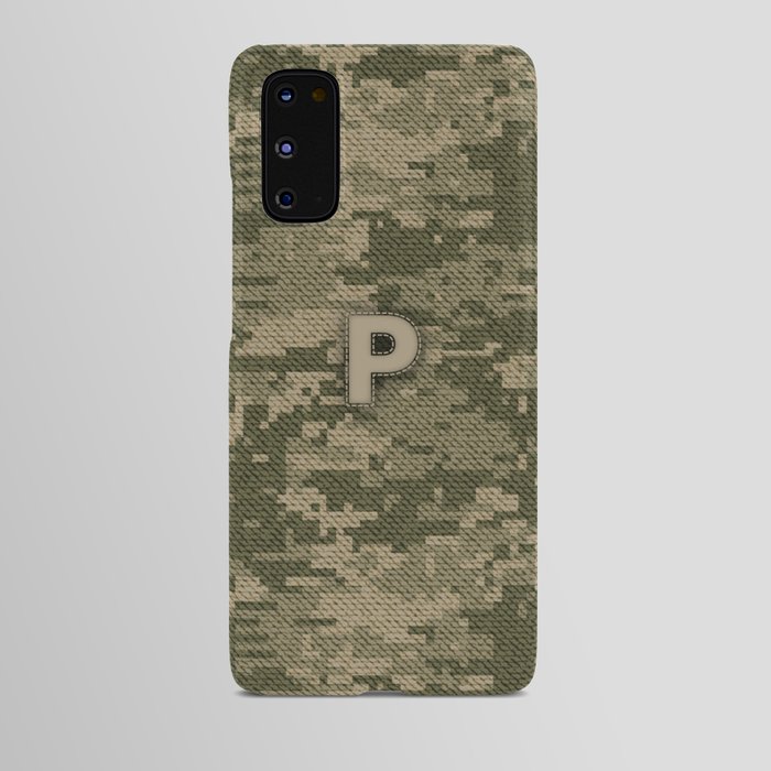 Personalized P Letter on Green Military Camouflage Army Design, Veterans Day Gift / Valentine Gift / Military Anniversary Gift / Army Birthday Gift  Android Case