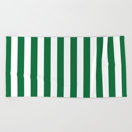Vertical Stripes (Olive & White Pattern) Beach Towel