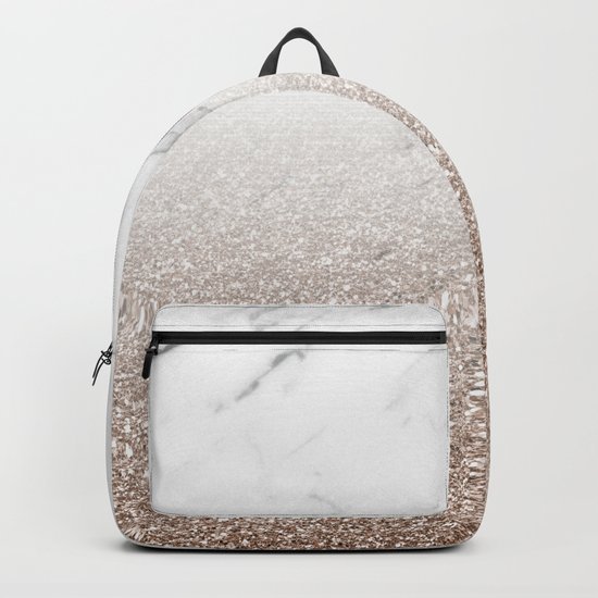 Glitter ombre - white marble & rose gold glitter Backpack