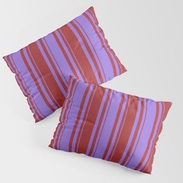 [ Thumbnail: Purple and Brown Colored Lines Pattern Pillow Sham ]
