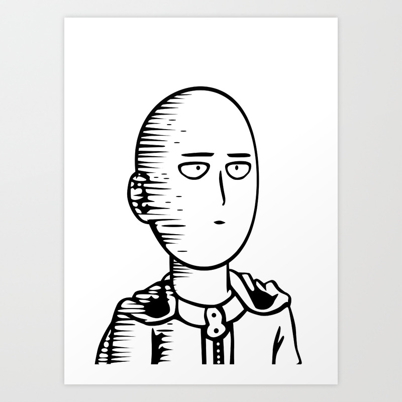 Onepunchman Pokerface Line Art Art Print By Knou Society6,Line Drawing Computer Mouse Outline Images