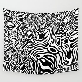 Black  and white psychedelic optical illusion Wall Tapestry