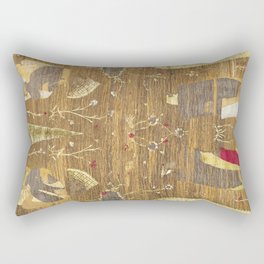 Antique Distressed Velvet Tapestry with Flowers and Trees Rectangular Pillow