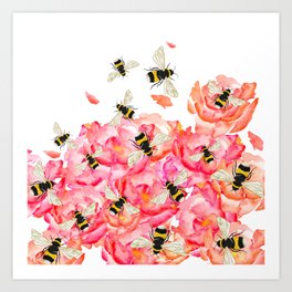 Bee Blossoms Art Print