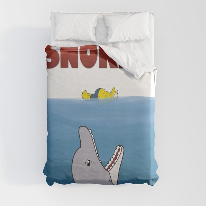 Snorky Jaws Duvet Cover By Agu Luque, Jaws Duvet Cover