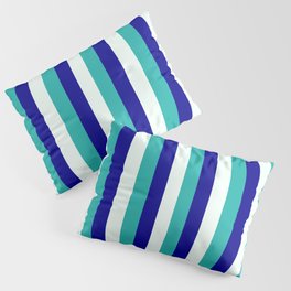 [ Thumbnail: Light Sea Green, Mint Cream & Dark Blue Colored Pattern of Stripes Pillow Sham ]