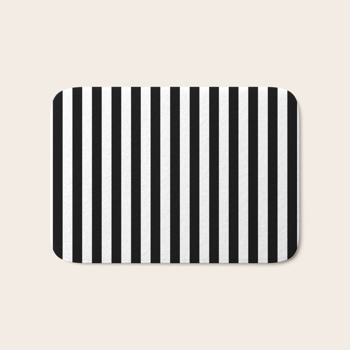 Stripe Black And White Bengal Vertical Line Bold Minimalist Stripes Lines Drawing Bath Mat by