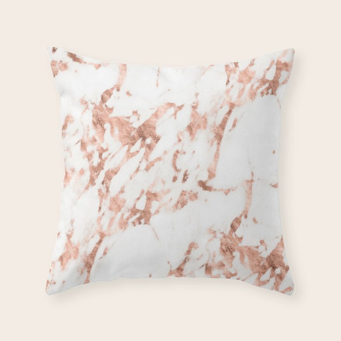 Rose Gold Marble Perfect Pink Rose Gold Marble Throw Pillow by Nature