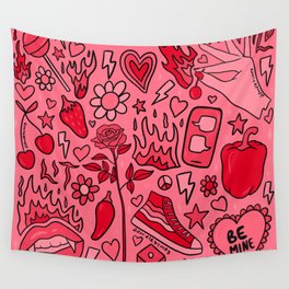 Red Print Wall Tapestry