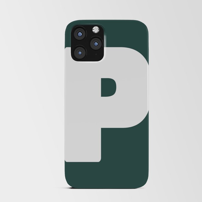 P (White & Dark Green Letter) iPhone Card Case