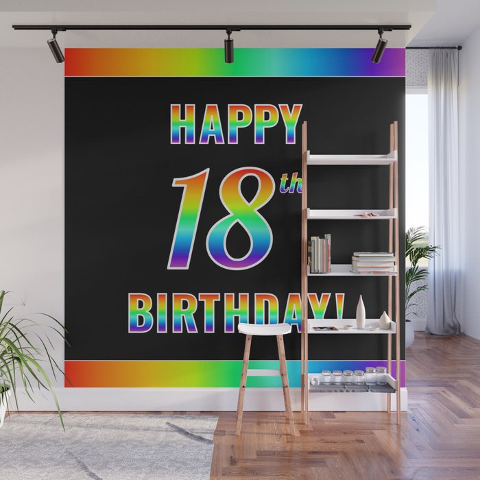 Fun, Colorful, Rainbow Spectrum “HAPPY 18th BIRTHDAY!” Wall Mural