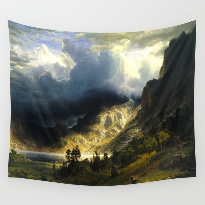 Albert Bierstadt A Storm in the Rocky Mountains Wall Tapestry